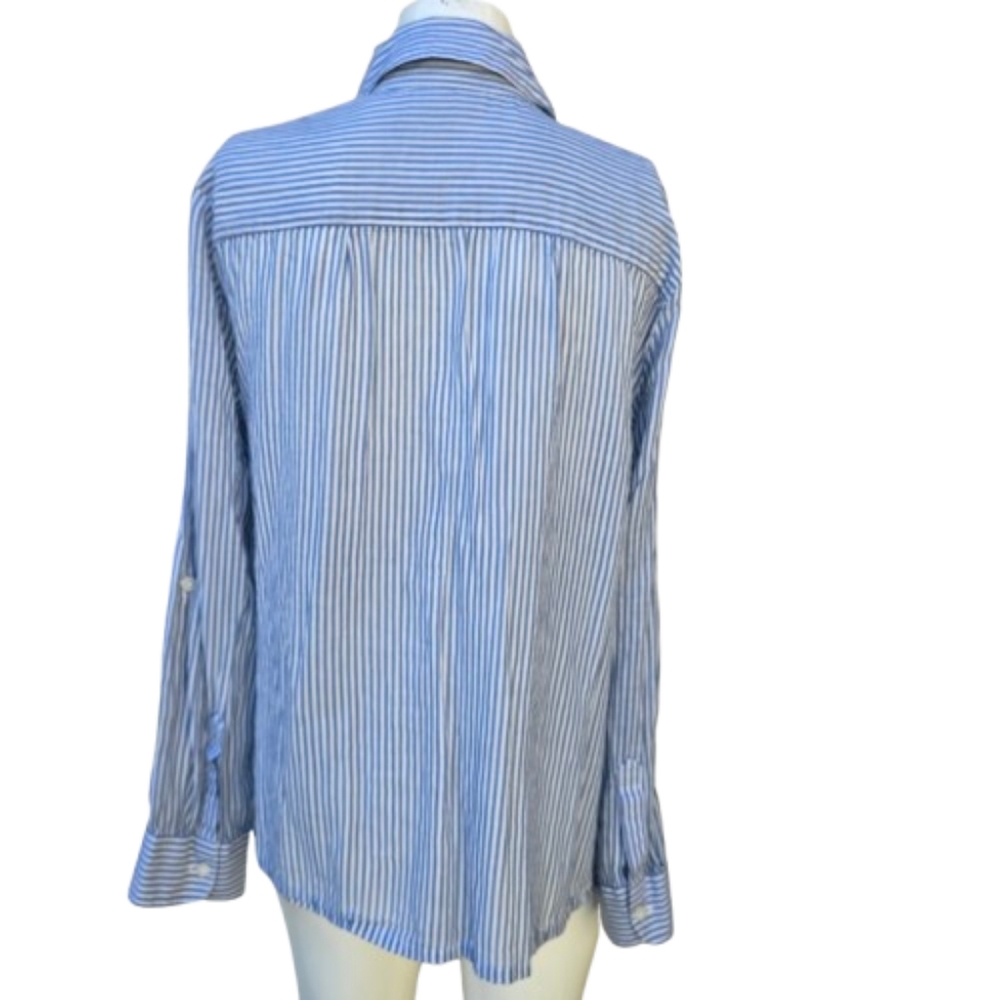 Style & Co. Striped Floral Embroidered Button-Up Shirt Sz M - Picture 5 of 8